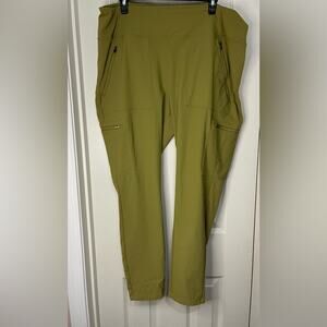 Athleta Headlands Hybrid Cargo II Tight Tapestry Gold Light Green sz 22 Gorpcore